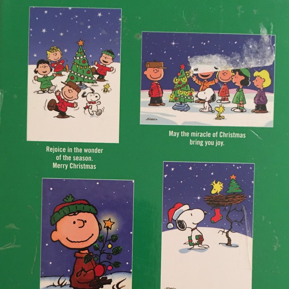 Sunrise Peanuts Christmas Cards (18) NEW in BOX with Hot Air Balloon Santa